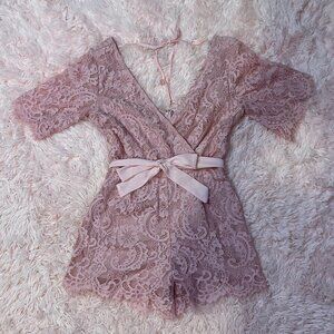 Francesca's Pink Lace Romper